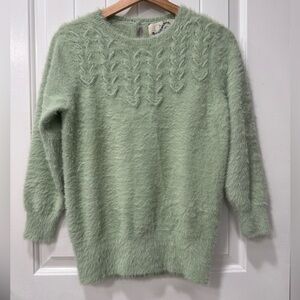 Anthropologie Rosie Neira Soft Green Fuzzy Sweater